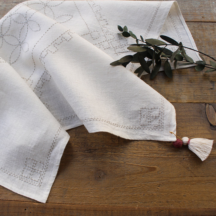 リネンクロスの刺し子キット 七宝つなぎ