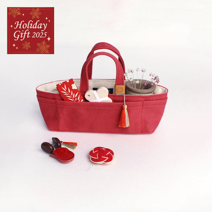 【数量限定】豆道具入れのお裁縫セット あか