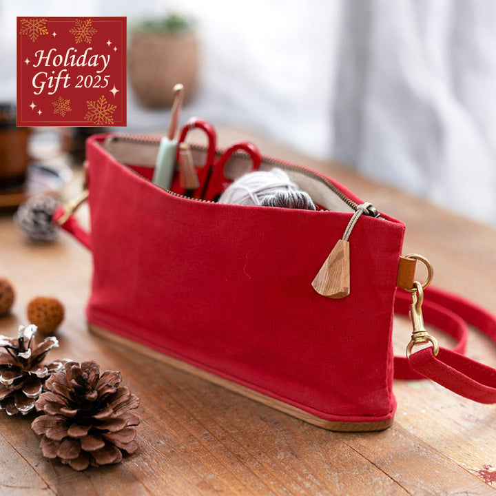 【数量限定】ならの木底のお出かけ道具入れ あか